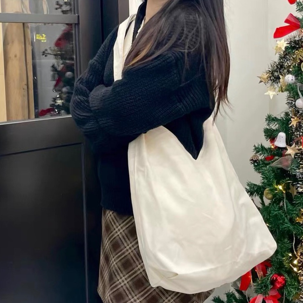 Handmade Canvas White Shoulder Bag